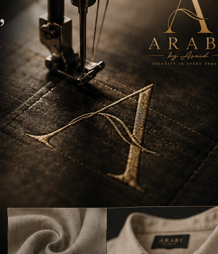 Close-up of ARABI embroidery and stitching